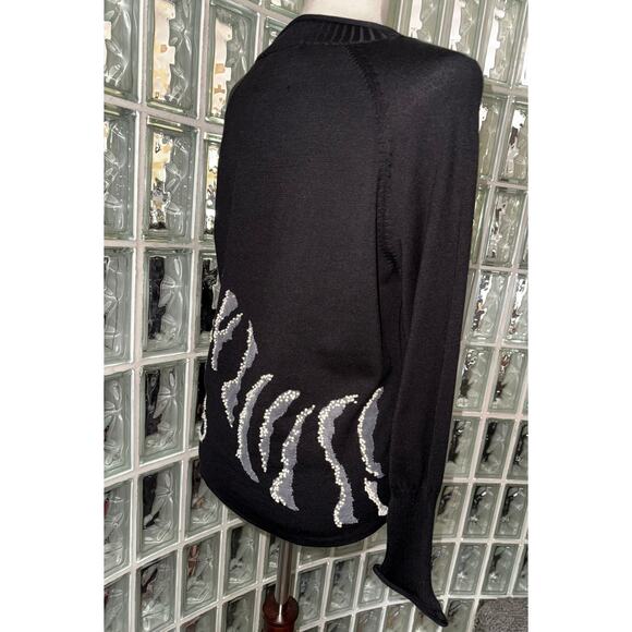 Michael Simon Vintage Cat Beaded Spun Silk Blend Sweater - Size medium -OG - Picture 2 of 12